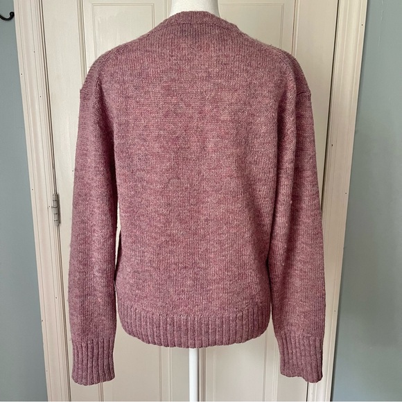 Frye 100% Shetland Wool Crew Neck Sweater Small Pink Cozy Natural Fabric Winter - Picture 6 of 8